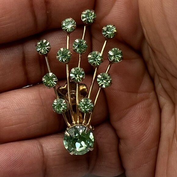 Weiss Vintage Clip on Earrings - Etsy Weiss Rhinestone Clip On Earrings Gold Tone Green Starlight Spray Mid Century
